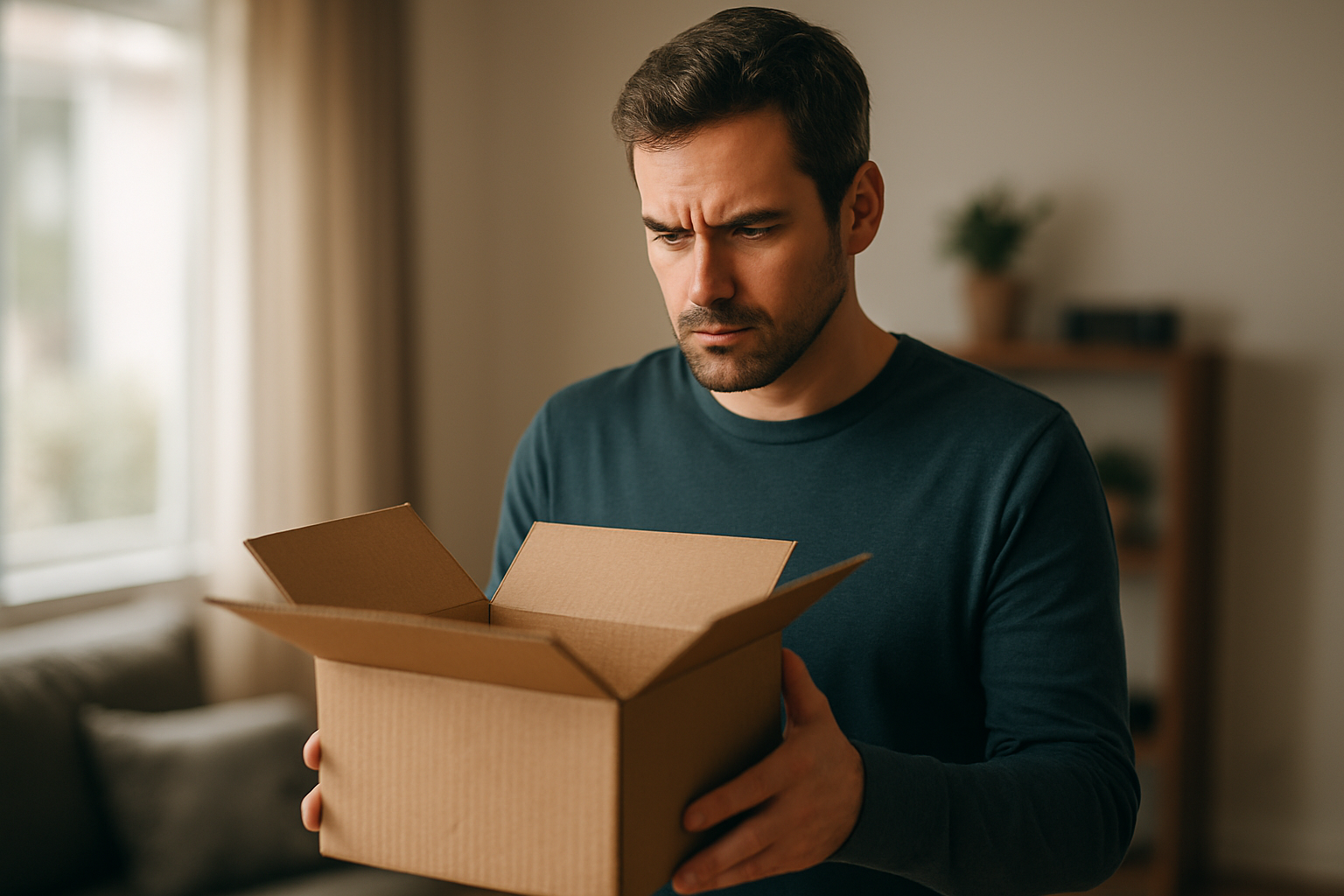 Decepção ao receber uma entrega com caixa vazia